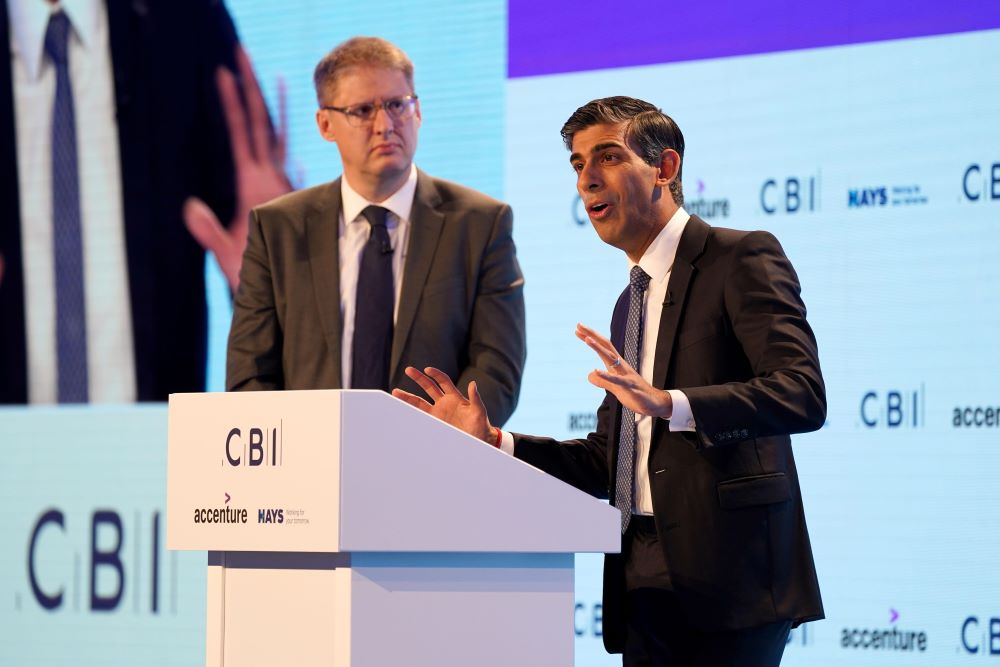 Prime Minister Rishi Sunak and CBI chief Tony Danker